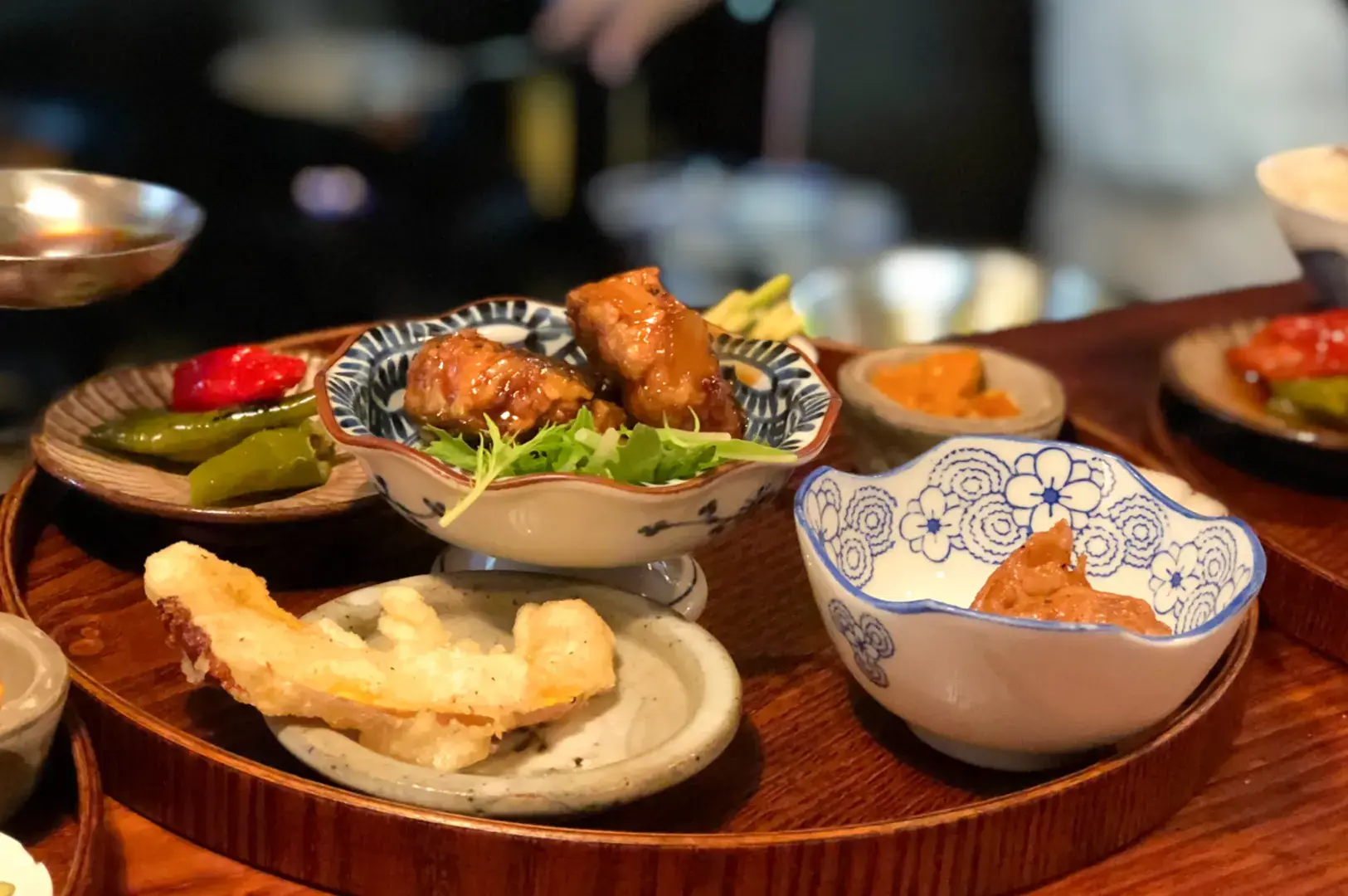 Assorted small dishes on a tray
